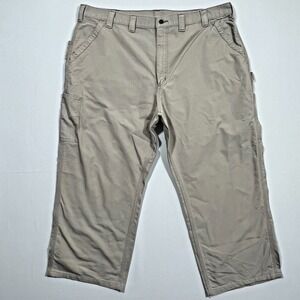 Carhartt Utility Work Pants Loose Fit Carpenter Canvas Tan Mens 45x28 Tag 46x30